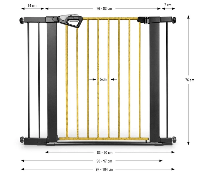 Захисна брамка Milly Mally Бар'єр для сходів з розширеннями Guardy 104 Black Natural (5907090700795) - зображення 8
