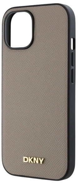 Etui DKNY Grained Metal Logo MagSafe do Apple iPhone 15 Beige (3666339264178) - obraz 5