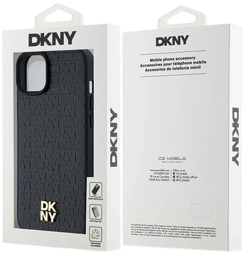 Панель DKNY Leather Pattern Metal Logo MagSafe для Apple iPhone 15 / 14 / 13 Black (3666339261511) - зображення 8