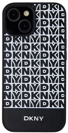 Панель DKNY Leather Printed Pattern Metal Logo MagSafe для Apple iPhone  15 / 14 / 13 Black (3666339262211) - зображення 3
