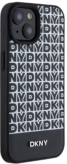 Панель DKNY Leather Printed Pattern Metal Logo MagSafe для Apple iPhone  15 / 14 / 13 Black (3666339262211) - зображення 4