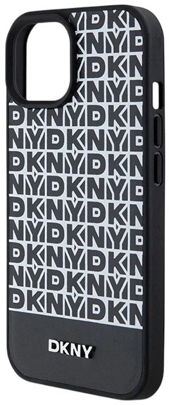 Панель DKNY Leather Printed Pattern Metal Logo MagSafe для Apple iPhone  15 / 14 / 13 Black (3666339262211) - зображення 5