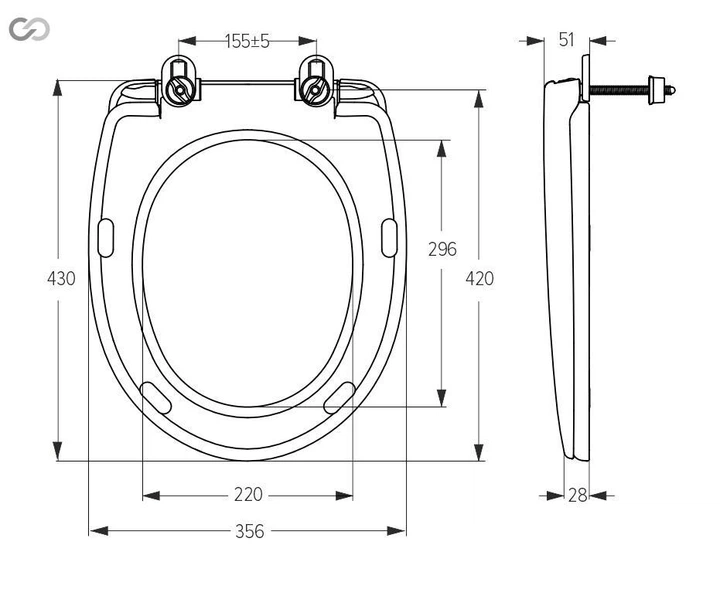 Сидение для унитаза SoloPlast SP8, крепление пластик, 358х430 мм - изображение 4