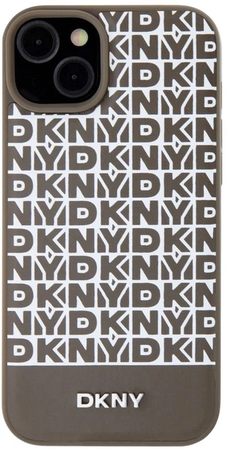 Панель DKNY Leather Printed Pattern Metal Logo MagSafe для Apple iPhone  15 / 14 / 13 Brown (3666339262075) - зображення 2