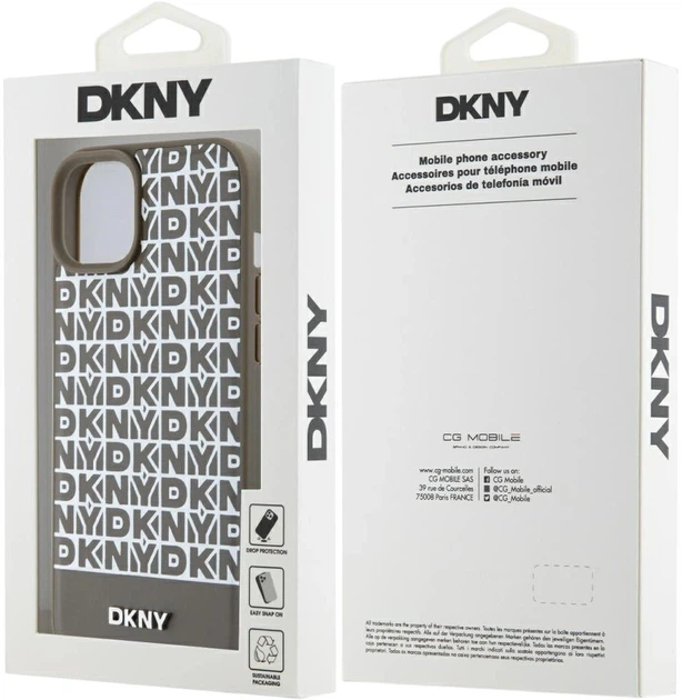 Панель DKNY Leather Printed Pattern Metal Logo MagSafe для Apple iPhone  15 / 14 / 13 Brown (3666339262075) - зображення 7