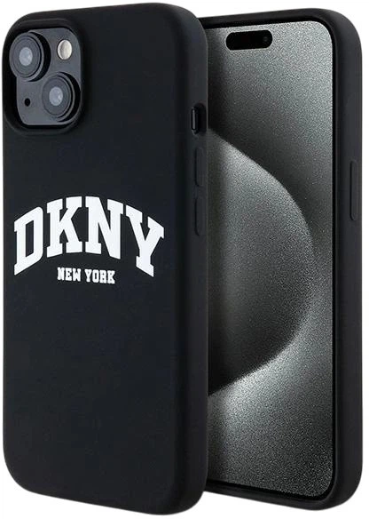 Панель DKNY Liquid Silicone White Printed Logo MagSafe для Apple iPhone 15 / 14 / 13 Black (3666339266691) - зображення 1