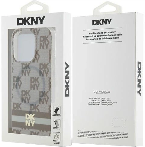 Etui DKNY IML Checkered Mono Pattern & Printed Stripes MagSafe do Apple iPhone 15 Pro Max Beige (3666339269524) - obraz 8