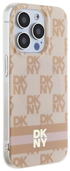 Etui DKNY IML Checkered Mono Pattern & Printed Stripes MagSafe do Apple iPhone 15 Pro Max Pink (3666339269104) - obraz 4