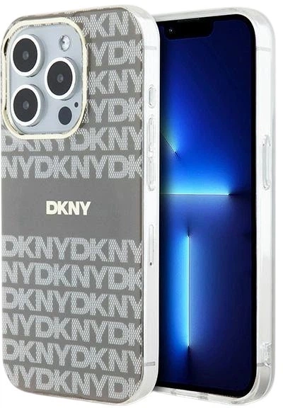 Etui DKNY IML Mono & Stripe MagSafe do Apple iPhone 15 Pro Max Beige (3666339267988) - obraz 1