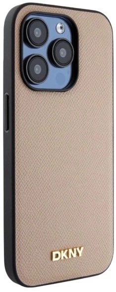 Etui DKNY Grained Metal Logo MagSafe do Apple iPhone 15 Pro Max Beige (3666339264208) - obraz 4