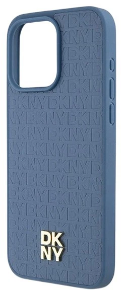 Панель DKNY Leather Monogram Pattern Metal Logo MagSafe для Apple iPhone 15 Pro Max Blue (3666339261689) - зображення 5