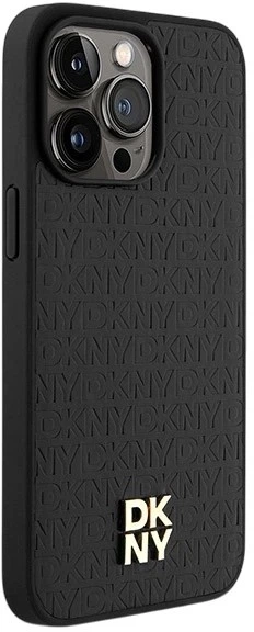 Etui DKNY Leather Monogram Pattern Metal Logo MagSafe do Apple iPhone 15 Pro Max Black (3666339261542) - obraz 4