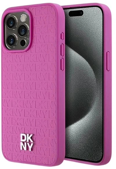 Etui DKNY Leather Monogram Pattern Metal Logo MagSafe do Apple iPhone 15 Pro Max Pink (3666339261962) - obraz 1