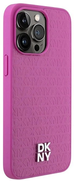 Etui DKNY Leather Monogram Pattern Metal Logo MagSafe do Apple iPhone 15 Pro Max Pink (3666339261962) - obraz 4