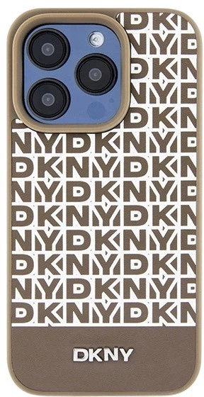 Etui DKNY Leather Printed Pattern Metal Logo MagSafe do Apple iPhone 15 Pro Max Brown (3666339262105) - obraz 3