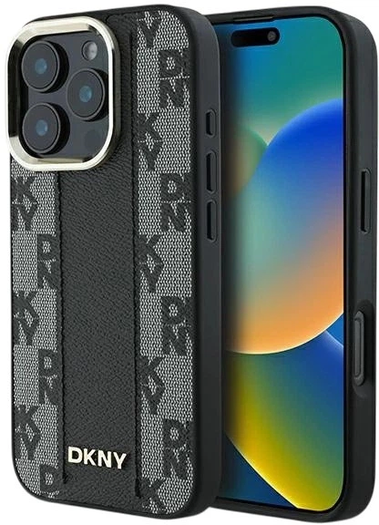 Etui DKNY Checkered Pattern Magsafe do Apple iPhone 16 Pro Black (3666339333164) - obraz 1