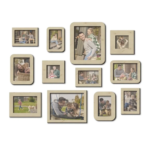 Набор деревянных настенных рамок на 12 фотографий от The Frame Depot Бежевый (frame_set_12_piece) - изображение 2