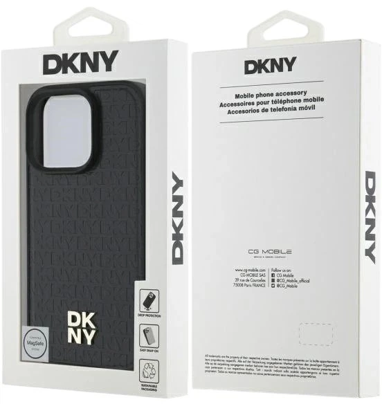 Etui DKNY Repeat Pattern Stack Logo MagSafe do Apple iPhone 16 Pro Black (3666339333645) - obraz 8