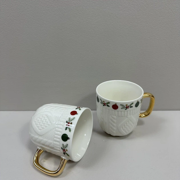 Чашка фарфоровая 340 мл Happy Holidays вязаный орнамент BonaDi 311-113 Новогодние игрушки с золотой ручкой - изображение 4