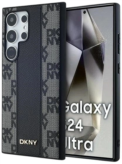 Etui DKNY Leather Checkered Mono Pattern MagSafe do Samsung Galaxy S24 Ultra Black (3666339276829) - obraz 1