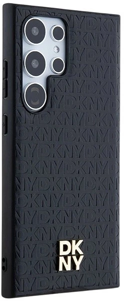 Etui DKNY Leather Pattern Metal Logo MagSafe do Samsung Galaxy S24 Ultra Black (3666339276881) - obraz 4
