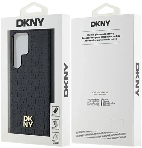 Etui DKNY Leather Pattern Metal Logo MagSafe do Samsung Galaxy S24 Ultra Black (3666339276881) - obraz 8
