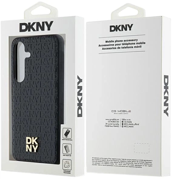 Etui DKNY Leather Pattern Metal Logo MagSafe do Samsung Galaxy S24 Black (3666339276867) - obraz 8