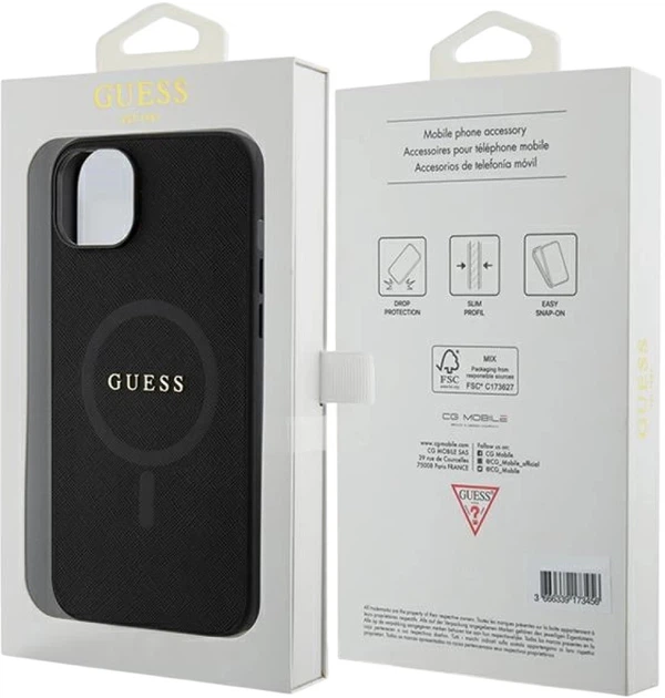 Панель Guess Saffiano MagSafe для Apple iPhone 15 Plus/14 Plus Black (3666339155773) - зображення 6