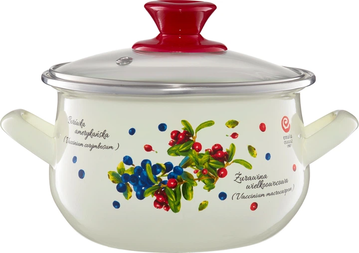 Каструля Emalia Olkusz Borówka емальована Біло-червона 18 см 3.1 л (5904134230263) - зображення 2