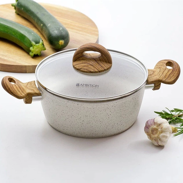 Каструля Ambition Nature з кришкою Кремова 24 см 4 л (5904134341457) - зображення 2