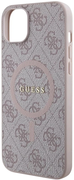 Панель Guess 4G Collection Leather Metal Logo MagSafe для Apple iPhone 15/14/13 Pink (3666339226749) - зображення 6