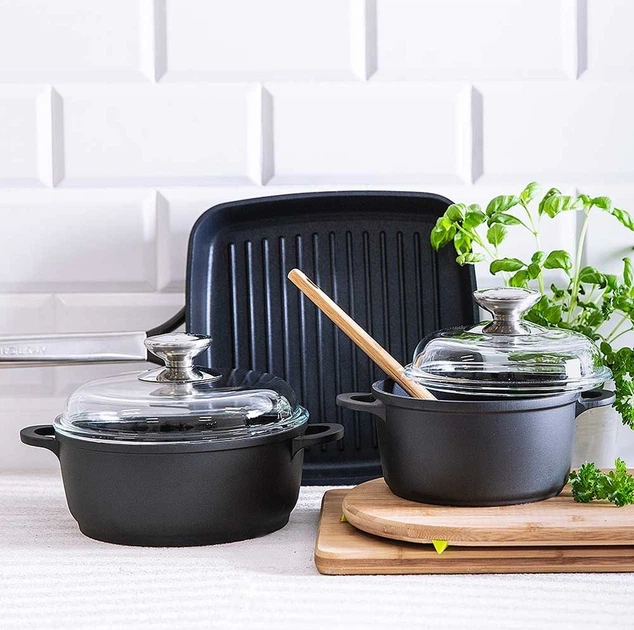 Каструля Ambition Taurus з кришкою Графітова 24 см 4.2 л (5904134841032) - зображення 4