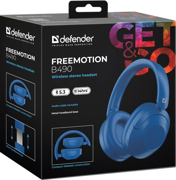 Наушники Defender FreeMotion B490 Bluetooth Blue (4745091890869) - изображение 10
