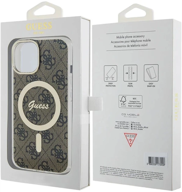 Etui plecki Guess IML 4G MagSafe do Apple iPhone 15/14/13 Brown (3666339194581) - obraz 6