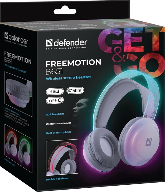 Навушники Defender FreeMotion B651 RGB Bluetooth White (4745091890906) - зображення 8