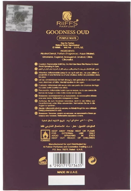 Woda perfumowana damska Riiffs Parfums Goodness Oud Purple Wave 100 ml (6290171073635) - obraz 4