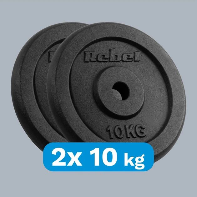 Zestaw talerzy Rebel Active RBA-2129 gumowane 2 x 10 kg (5901890106160) - obraz 4