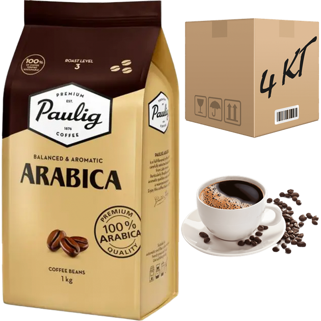 Кофе в зернах Paulig Arabica 1 кг (ящик 4кг) - Фото 1 Кофе в зернах Paulig Arabica 1 кг (ящик 4кг) - изображение 1