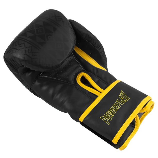 Рукавички боксерські PowerPlay 3021 Ukraine розмір 16 унцій, чорно-жовті - изображение 5