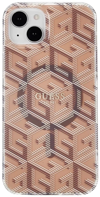 Etui plecki Guess IML GCube MagSafe do Apple iPhone 15/14/13 Brown (3666339222123) - obraz 2