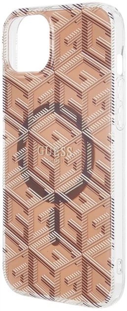 Etui plecki Guess IML GCube MagSafe do Apple iPhone 15/14/13 Brown (3666339222123) - obraz 6