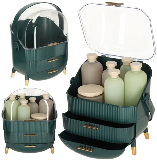 Organizer na kosmetyki Ikonka z przezroczystą pokrywką zielony (5903039766853) - obraz 6