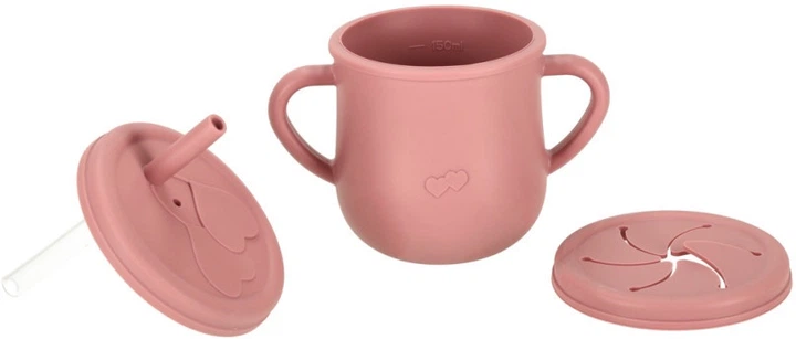 Набір посуду для годування дітей Ikonka темно-рожевий 9 елементів (5903039751118) - зображення 4