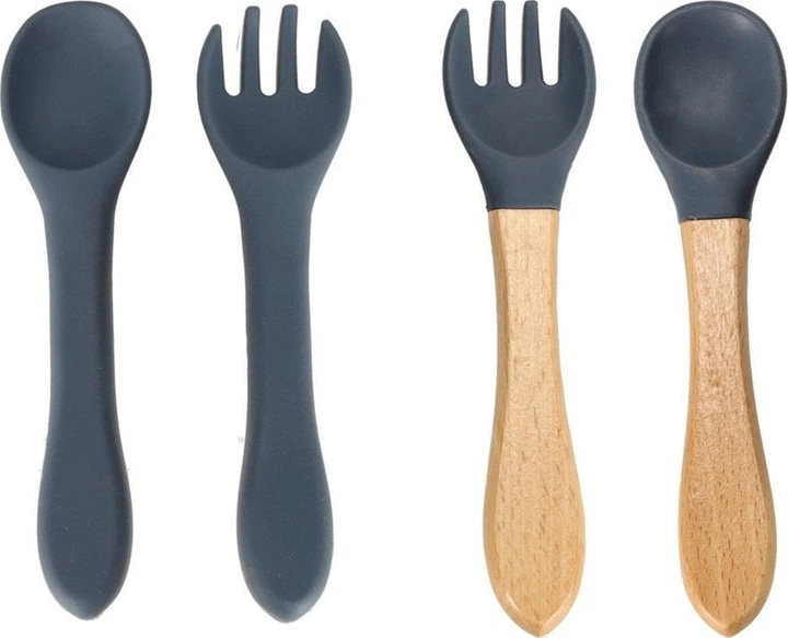 Набір посуду для годування дітей Ikonka темно-синій 9 елементів (5903039751125) - зображення 4