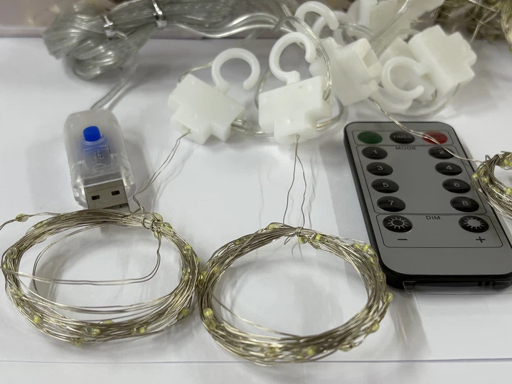 Гірлянда мідний провід штора 3х3 метра USB пульт ДУ 8 функцій LED мікс - зображення 4