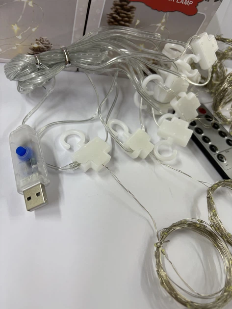 Гірлянда мідний провід штора 3х3 метра USB пульт ДУ 8 функцій LED мікс - зображення 5