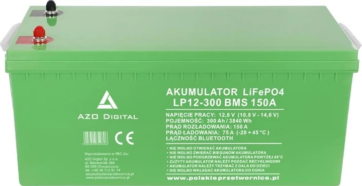 Акумуляторна батарея AZO Digital LiFePO4 LP12-300 12.8V 300Ah Bluetooth (AZO00D1362) - зображення 1