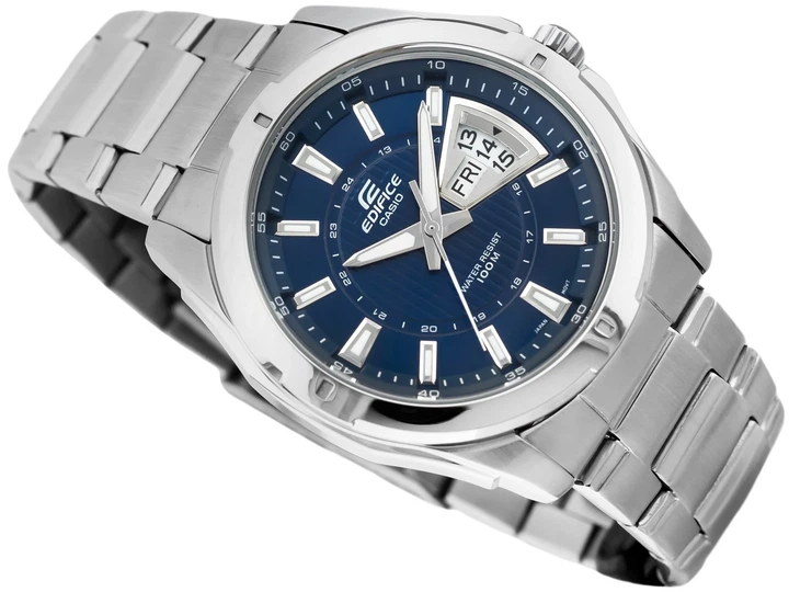 Мужские часы Casio Edifice EF-129D-2AVEF — синий циферблат, сталь, день и дата, водозащита 100 м - Фото 3 Мужские часы Casio Edifice EF-129D-2AVEF — синий циферблат, сталь, день и дата, водозащита 100 м - изображение 3