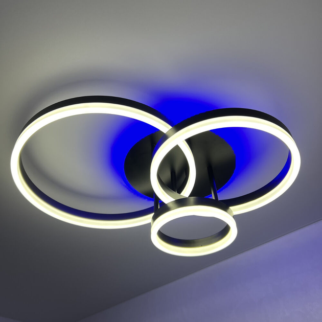 Управляемая светодиодная люстра GENNY ROUND RGB 80W 4R черная Luminaria BLACK 8000Lm с пультом и приложением 605х420х170мм - изображение 8