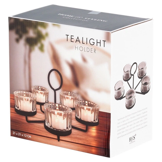 Świecznik Home & Styling Collection ze szklanymi wkładami na 5 świeczek 21x21x12 cm (8721037104951) - obraz 2